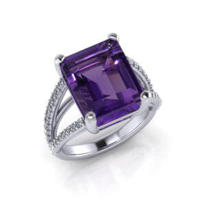 Radiant Cut Amethyst Ring