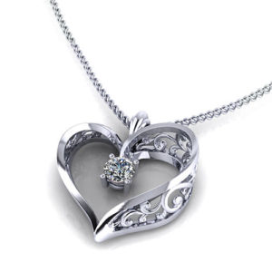 ND407-1 Scroll Heart Pendant