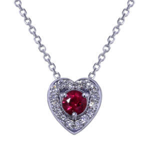 Ruby Diamond Heart Necklace