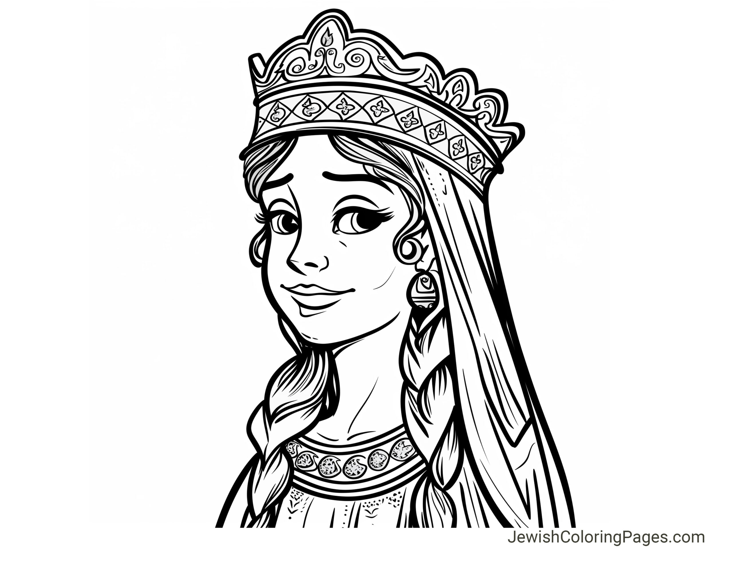 Queen Esther Purim Free Printable Coloring Page for Kids - Jewish ...