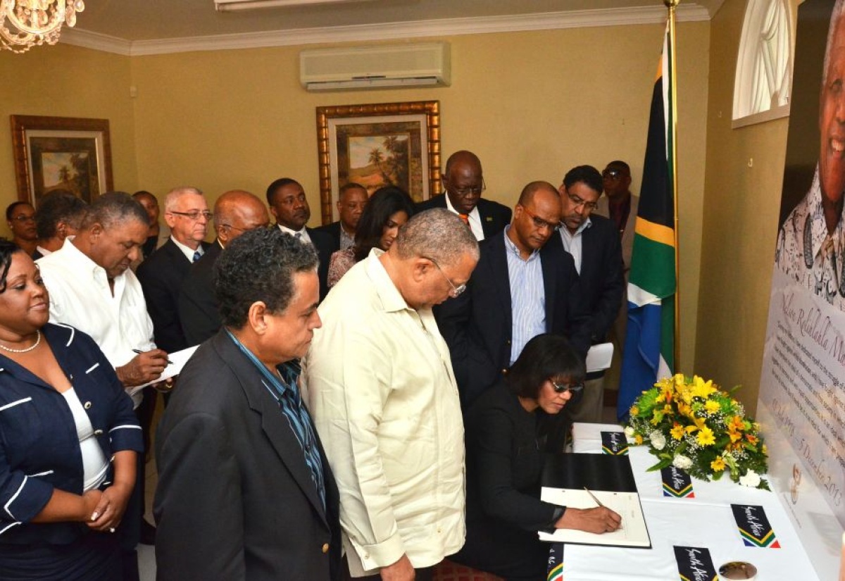 Jamaica Honours Mandela with Period of State Mourning; PM & Cabinet Sign Condolence Book