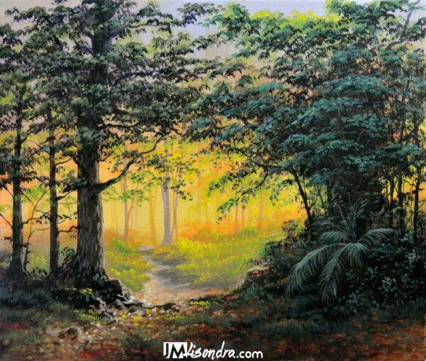 Sunset in Tropical Forest / Acrylic Painting