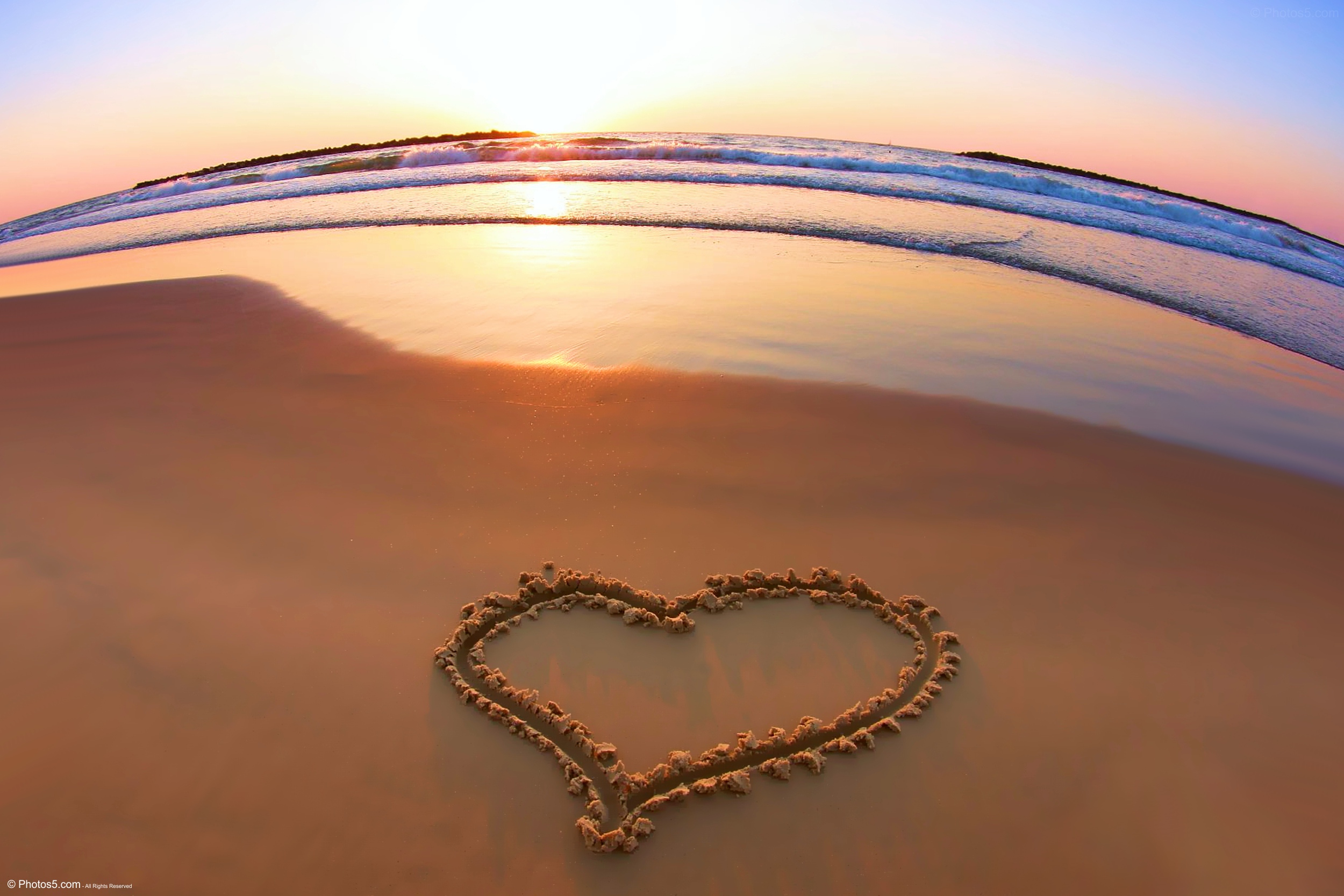 Love Heart on the Beach with Beautiful Sunset – Photos5.com