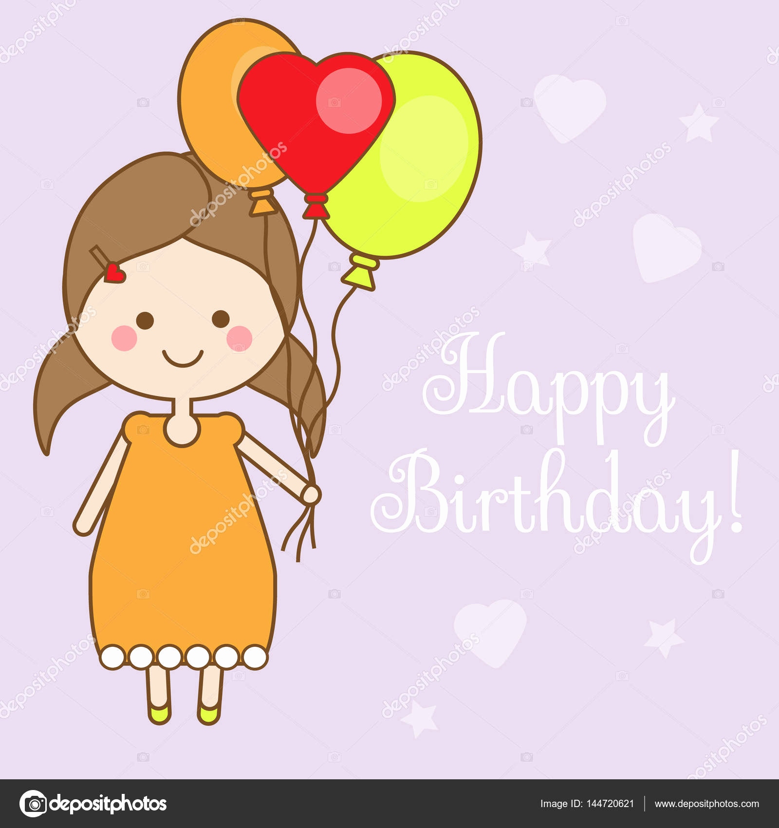 Little Girl Template New Cute Smiling Little Girl Holding Balloons ...