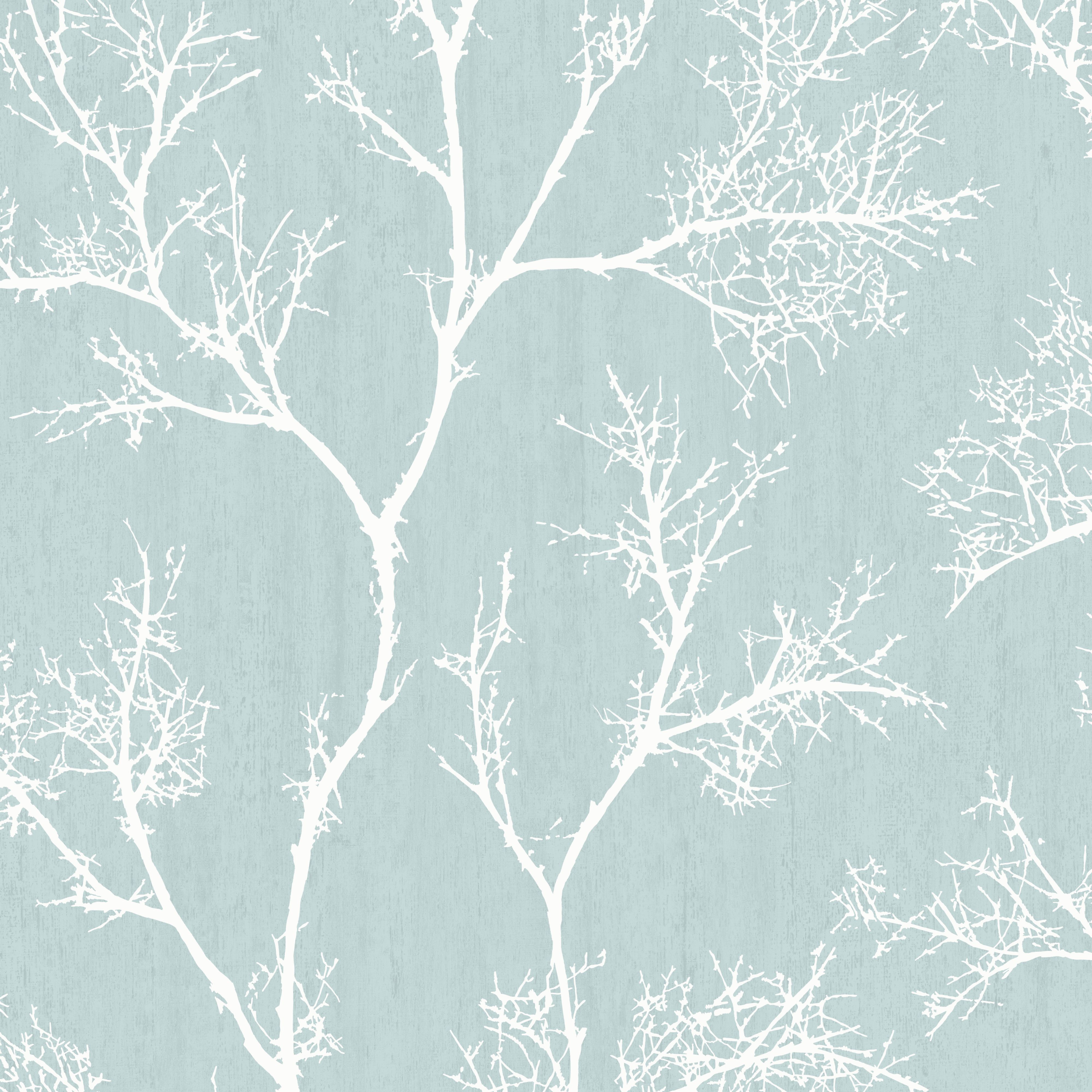 Duck Egg Icy Trees Glitter Effect Wallpaper