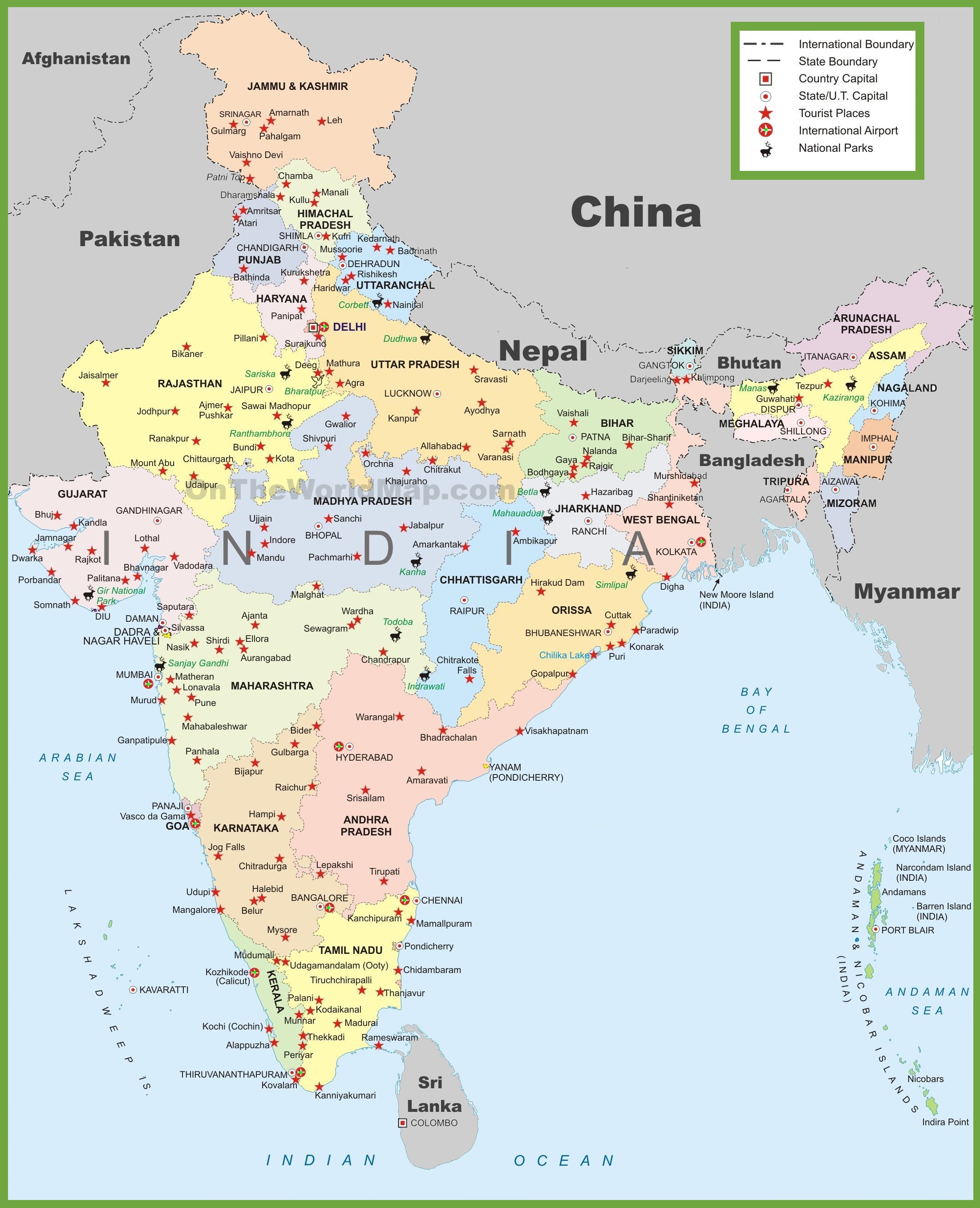 Large Map Of India