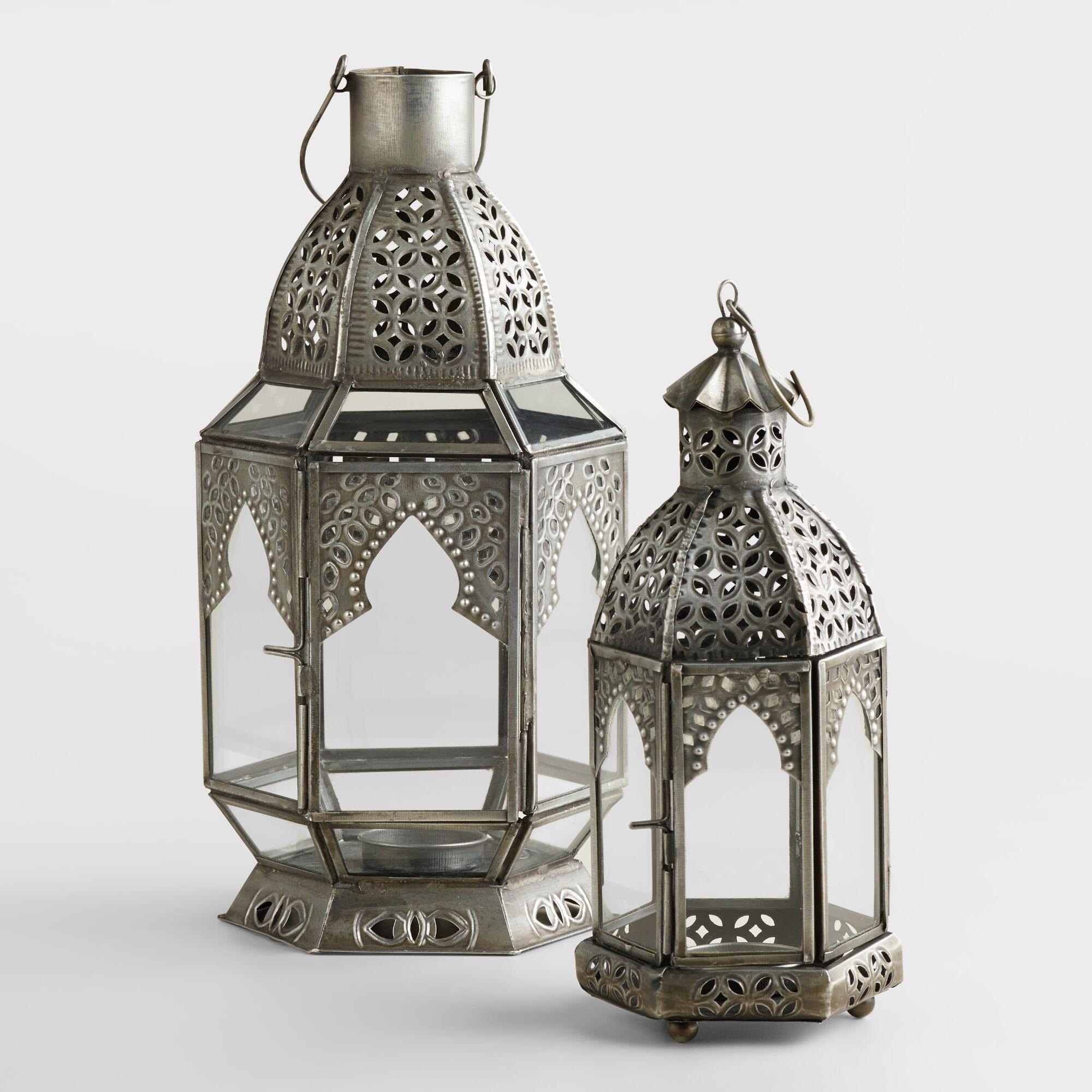 Antiqued Zinc Latika Tabletop Lantern | World Market