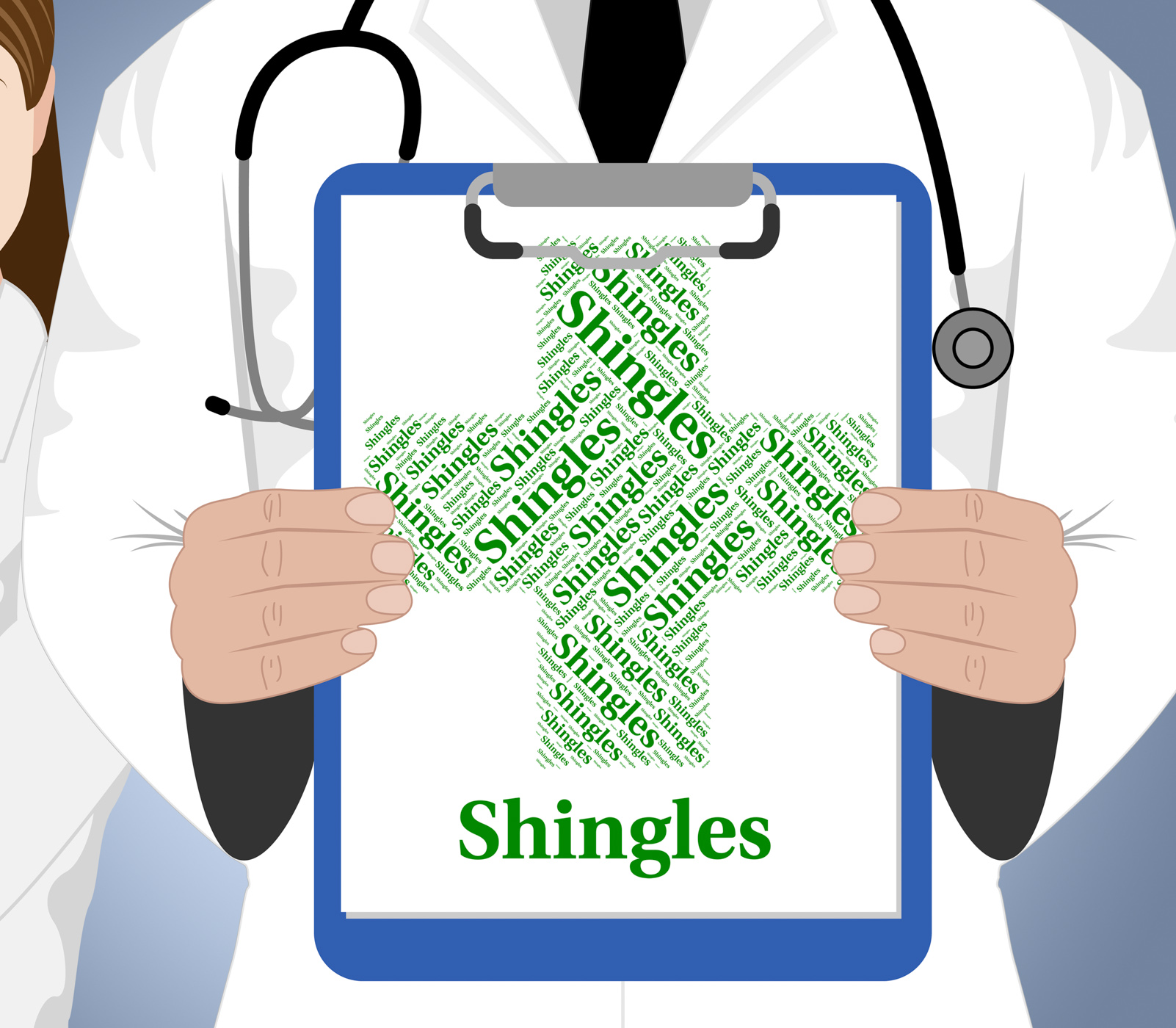 Shingles word shows viral disease and afflictions photo