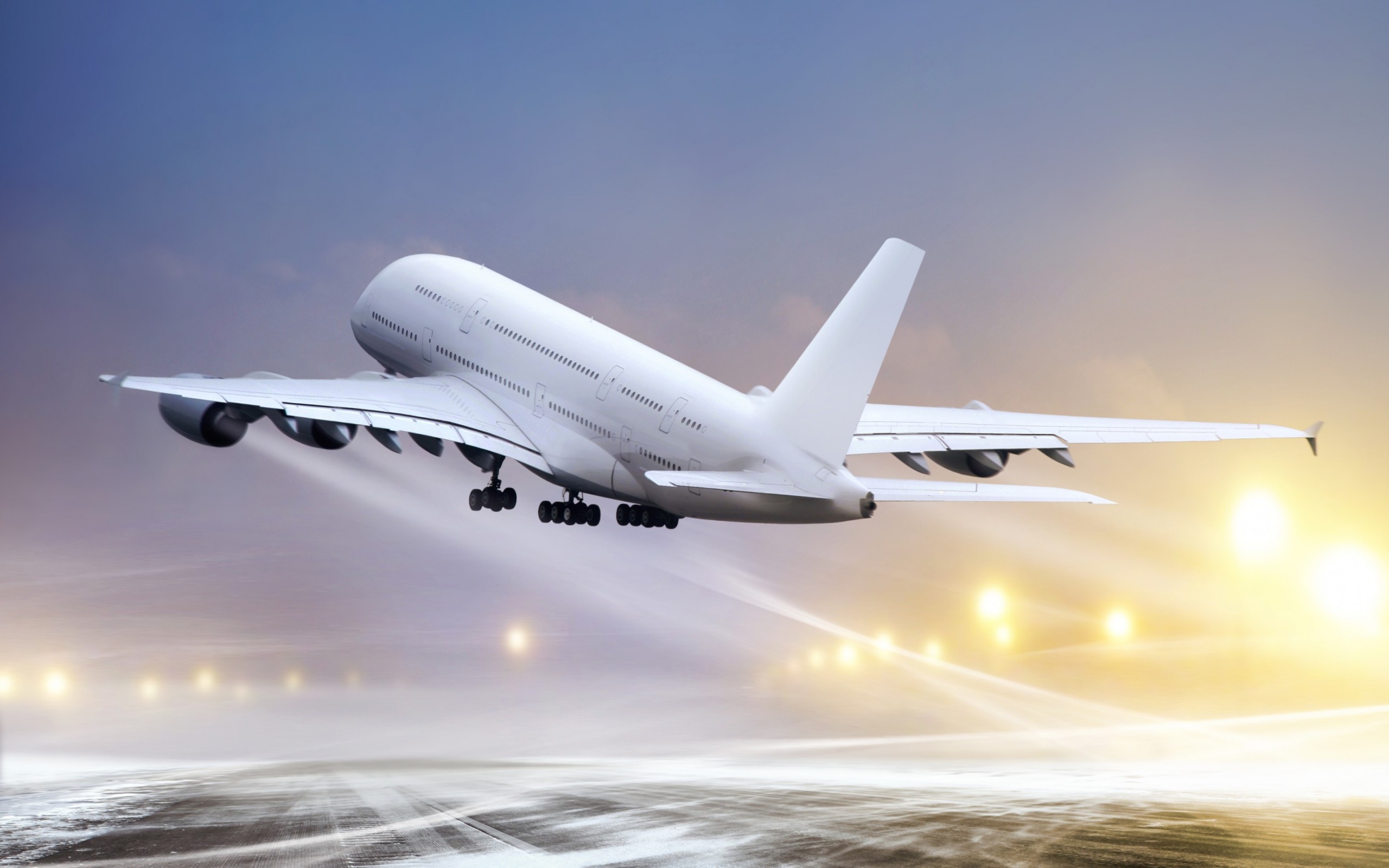 White Airplane Taking Off widescreen wallpaper | Wide-Wallpapers.NET