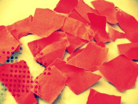 Red paper snippets