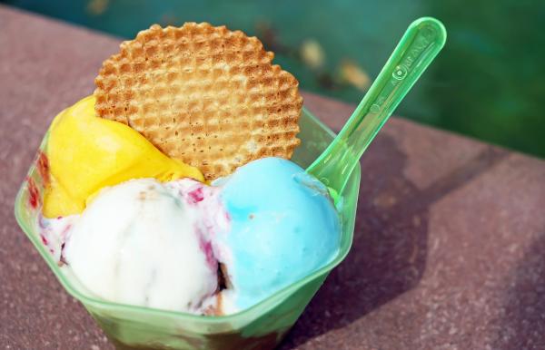 Ice Cream on Green Plastic Container