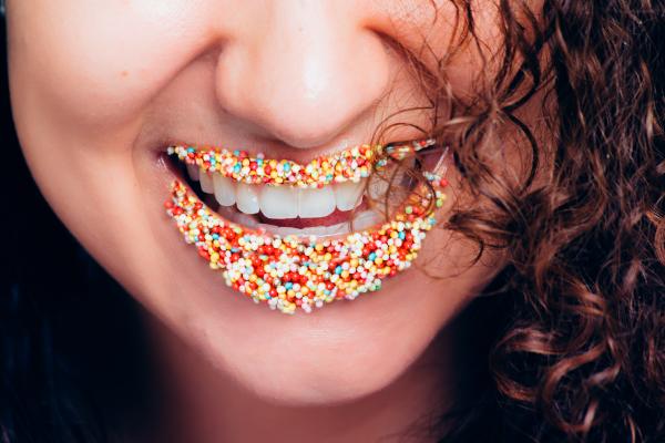 Woman With Multicolored Lipstick