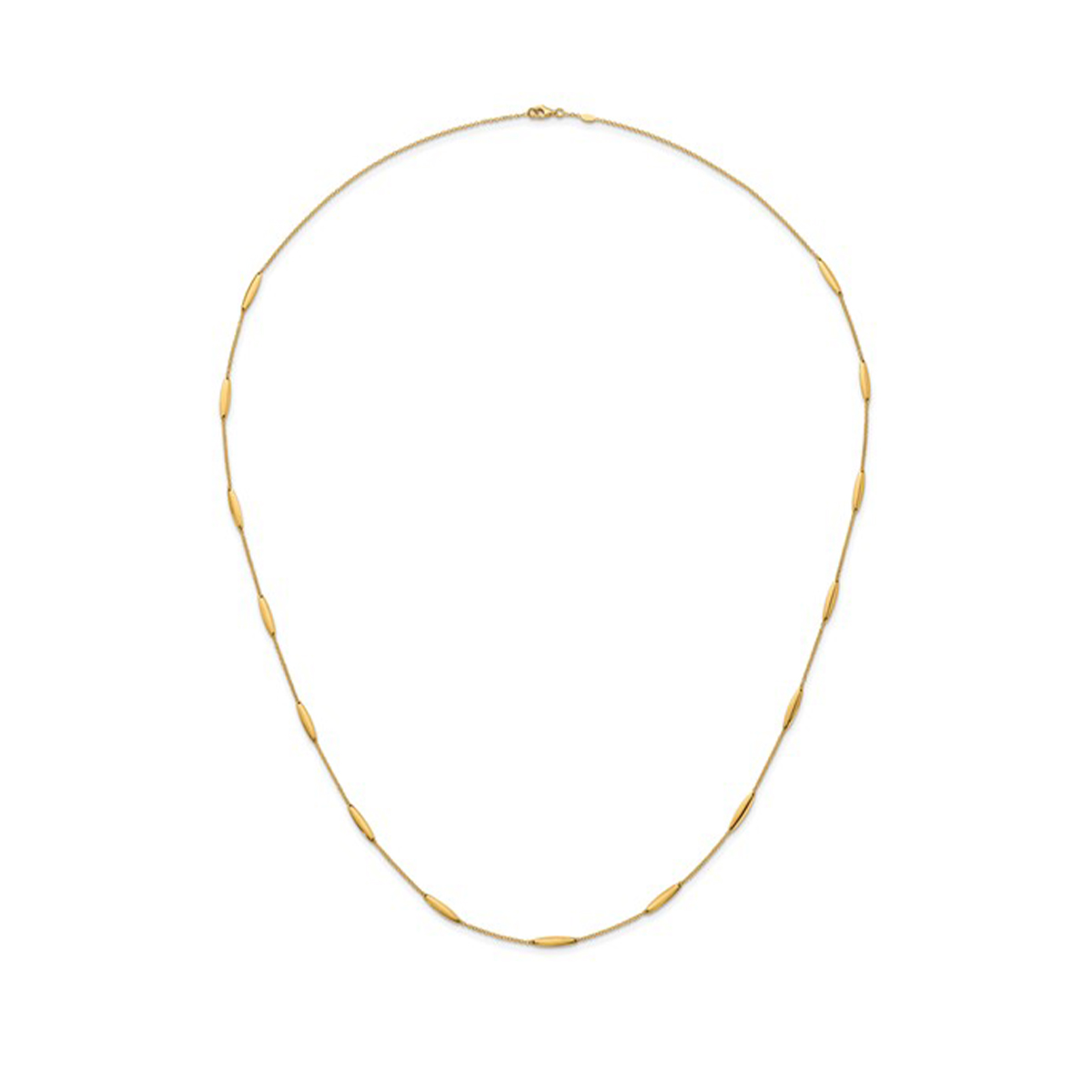 14K Yellow Gold Station Bead Necklace