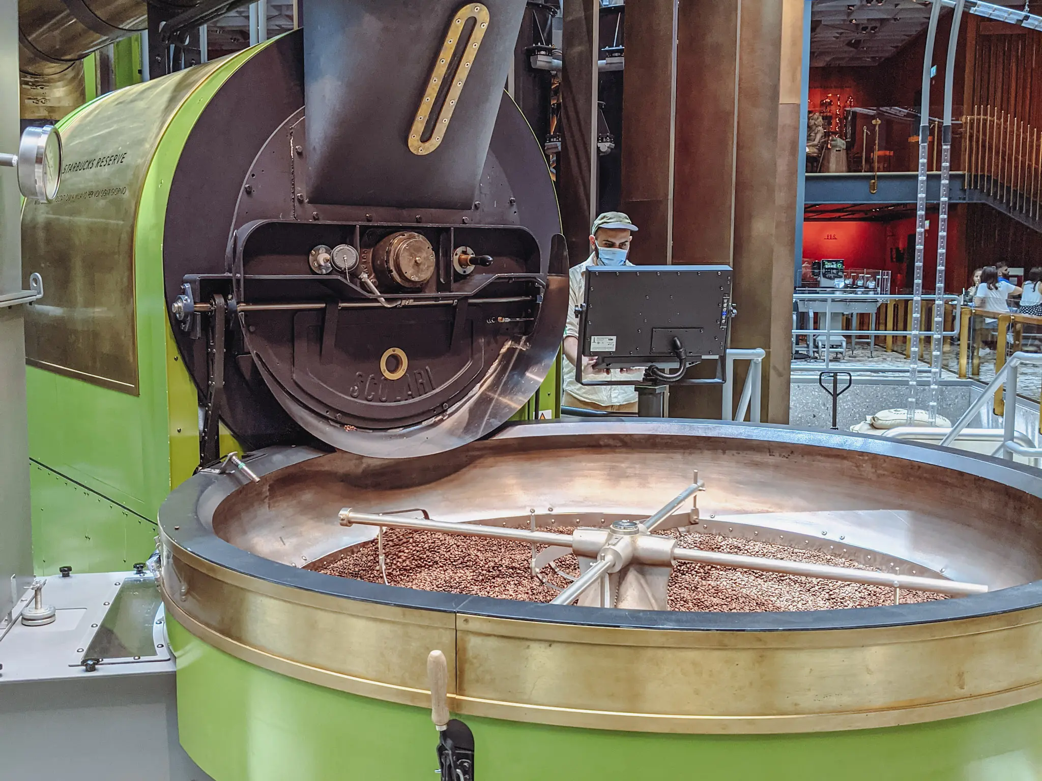 live Coffee Bean Roasting at Starbucks Reserve Roastery Milano