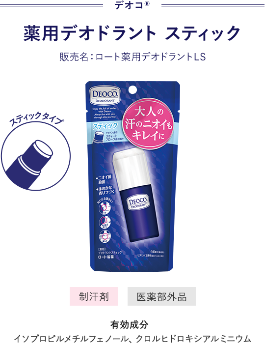 デオコ® 薬用デオドラント　スティック 販売名：ロート薬用デオドラントLS