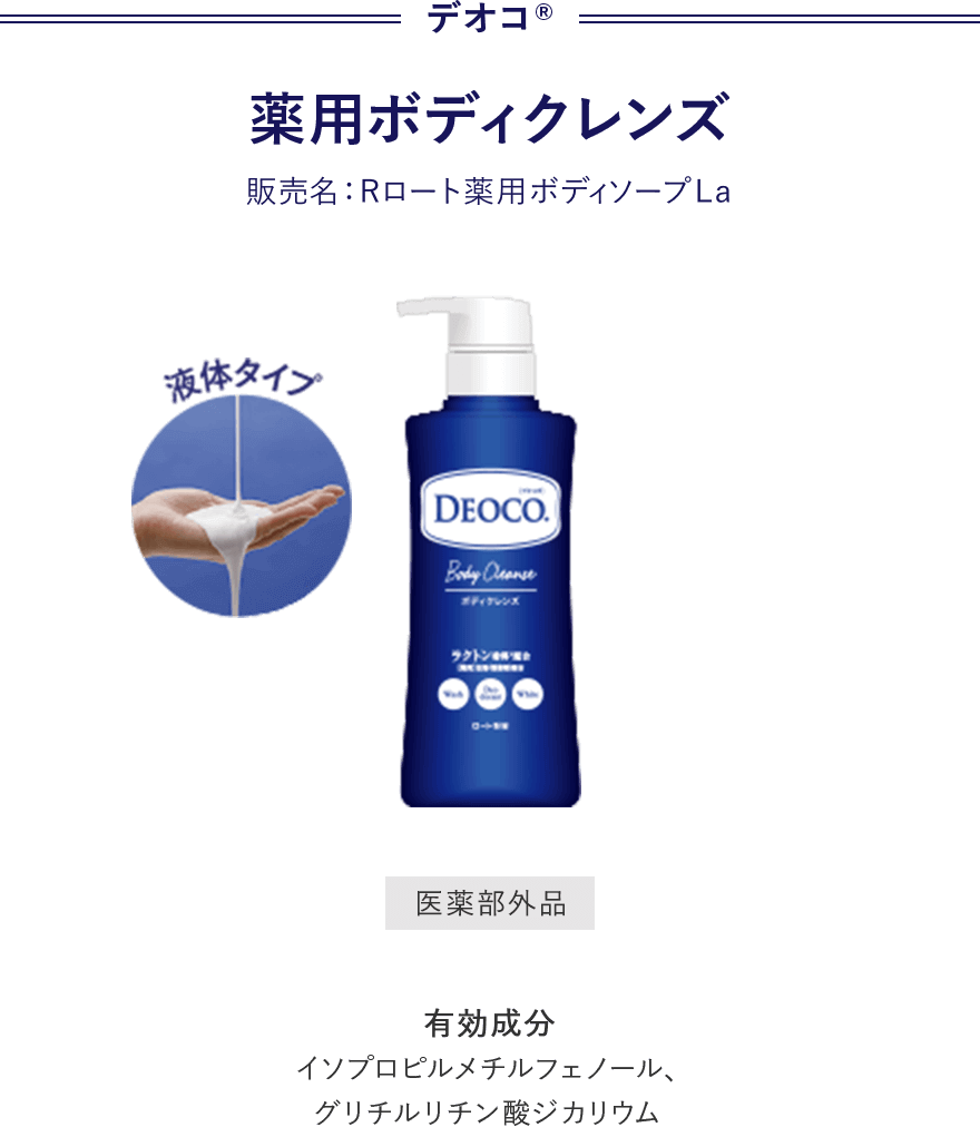 デオコ® 薬用ボディクレンズ 販売名：ロート薬用ボディソープLL