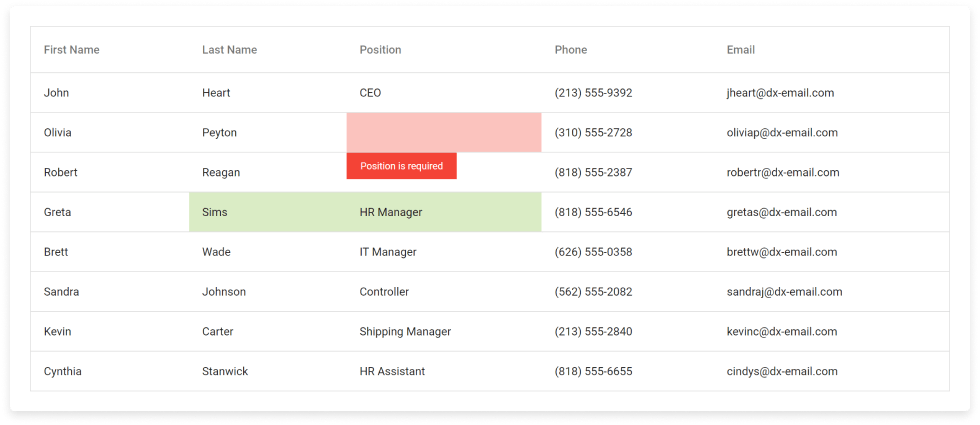 Built-in Data Editing and Validation