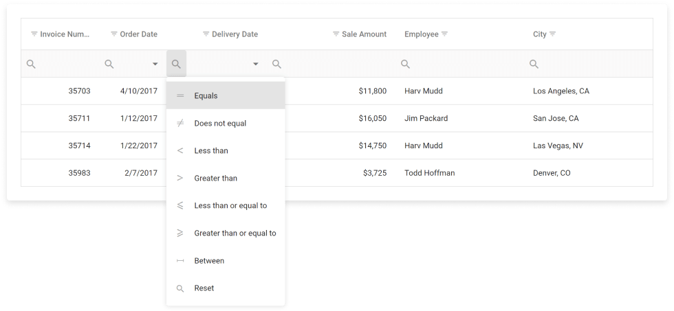 Integrated Filtering and Search Panel