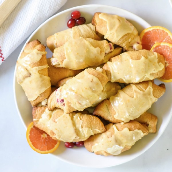 Cranberry Orange Crescents on Plate overhead