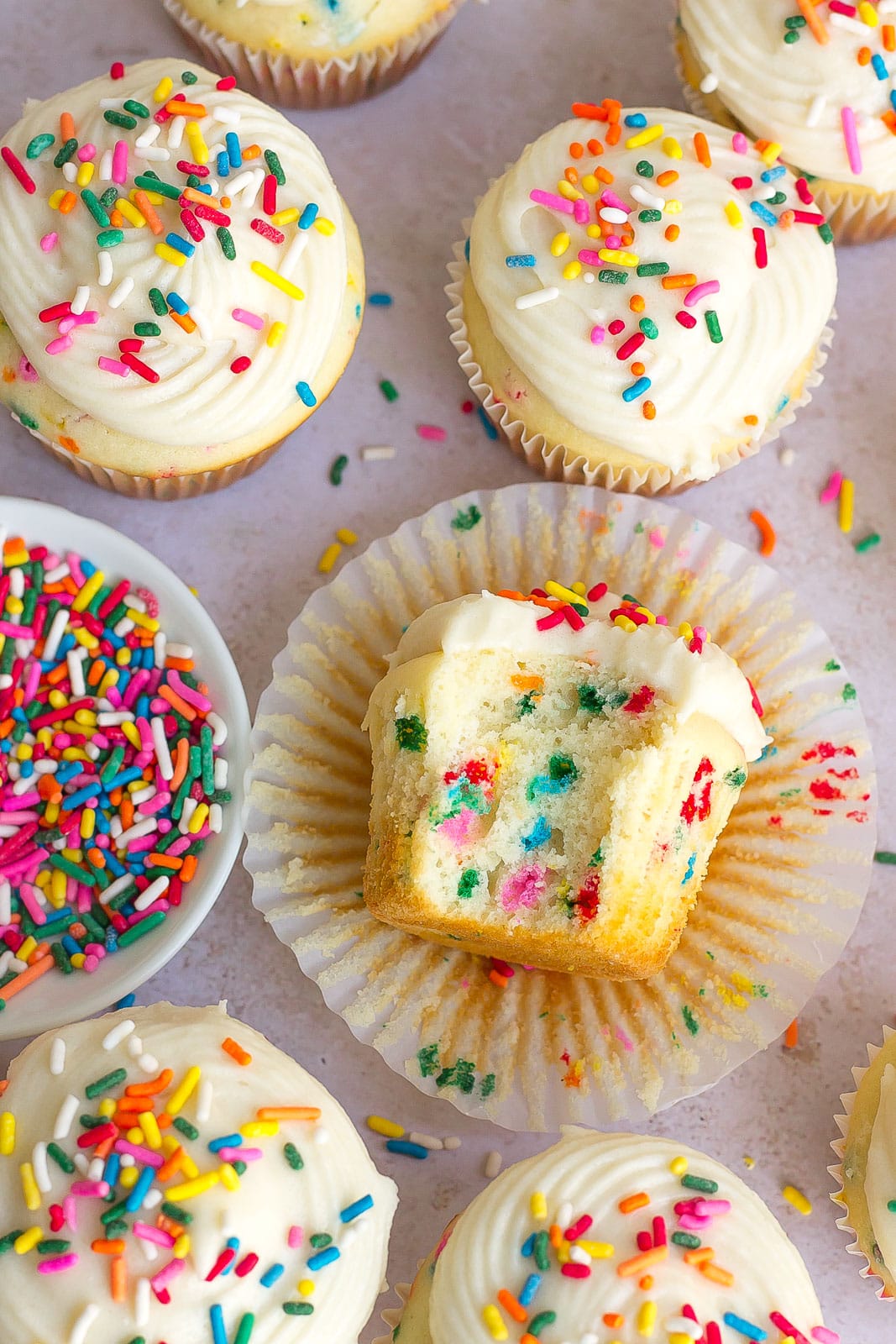 Homemade Sour Cream Funfetti Cupcakes