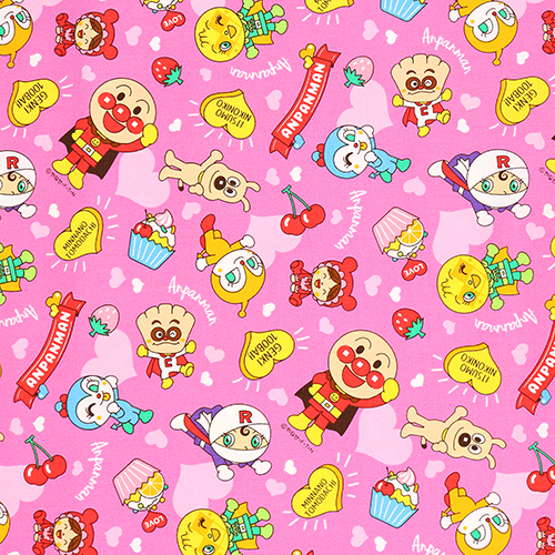 Anpanman Hearts Fabric by Japanese Indie