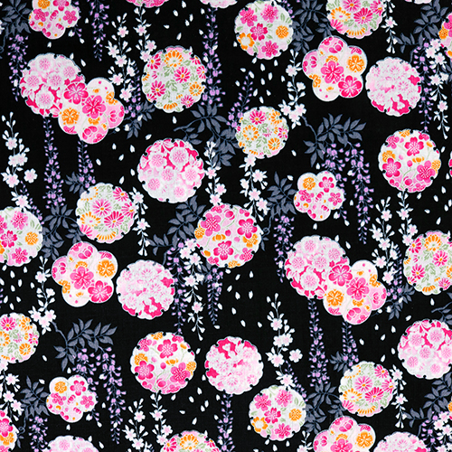 Floral Circles Wisteria Fabric by Japanese Indie