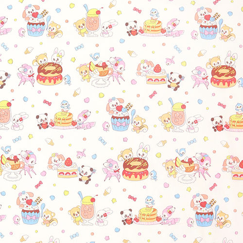 Vintage Retro Animals Cute Candy Cakes Fabric by Japanese Indie