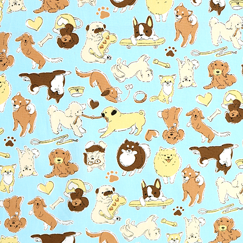 Cute Illustrated Sketch Dogs Accessories Fabric by Japanese Indie