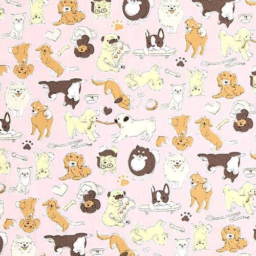 Cute Illustrated Sketch Dogs Accessories Fabric by Japanese Indie