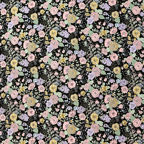 Dainty Illustrated Pastel Floral Flowers Fabric by Japanese Indie