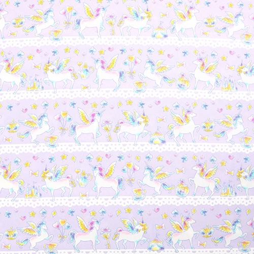 Flying Fairy tale Unicorns Fabric by Japanese Indie