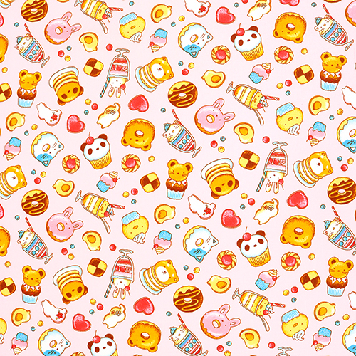 Cute Animal Desserts Fabric by Japanese Indie