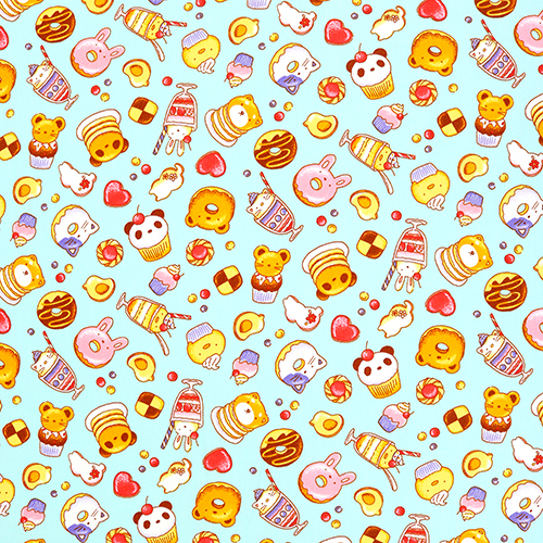 Cute Animal Desserts Fabric by Japanese Indie