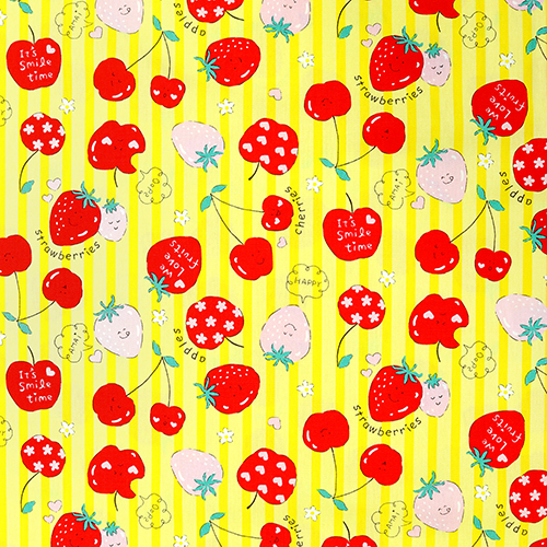 Smile Time Kawaii Fruit Apple Strawberry Fabric by Kokka