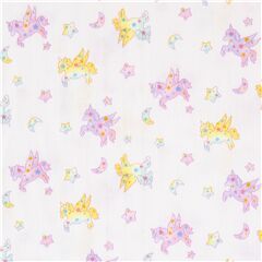 Sweet Pastel Unicorns and Stars Fabric by Kokka