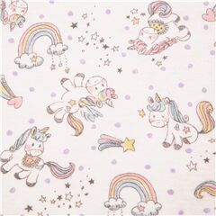 Japanese Pastel Kawaii Cute Unicorn Rainbows Fabric by Kokka