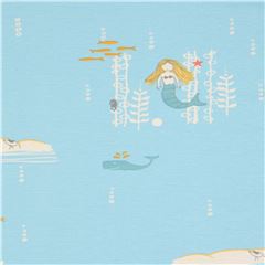 Storyboek Cute Small Mermaids Sea Animals Fabric by Birch Fabrics