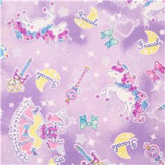 Kawaii Glitter Unicorn Sparkle Moon Wand Fabric by Japanese Indie