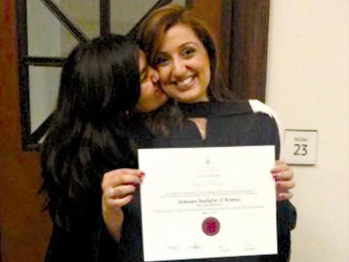 After leaving her abusive arranged marriage, Samra Zafar pursued her education while a single mom of two girls and working various jobs, and managed to graduate as the top student in Economics at the University of Toronto.  (Photo courtesy of Samra Zafar)