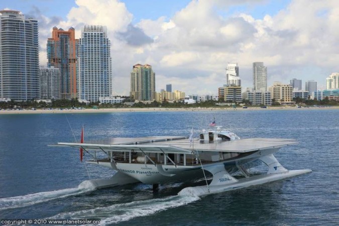 Planet Solar boat in Miami, Florida, USA