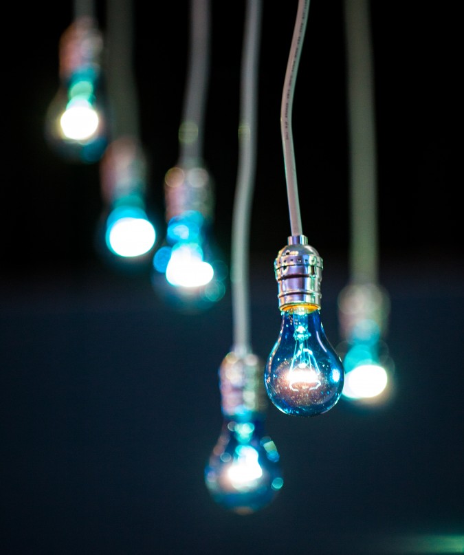 Edison light bulbs at Intel Make it Wearable finals November 2, 2014, San Francisco