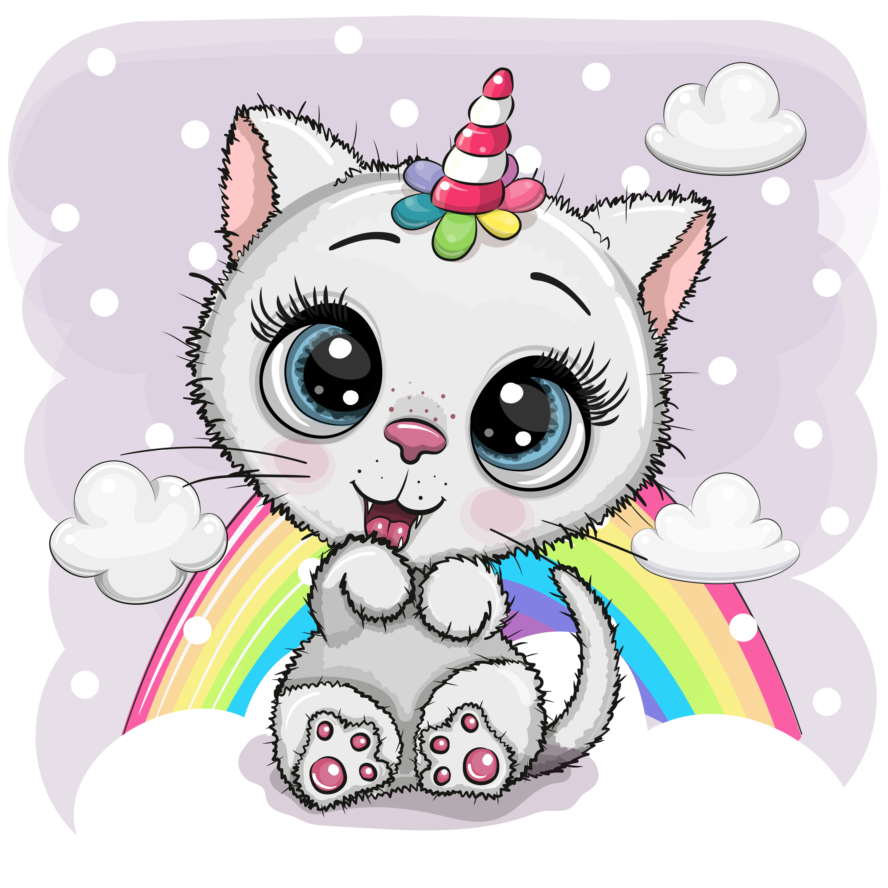 Cute Cartoon Kitty Images ~ Cute Cartoon Baby Cat Meow Cat Lover Poster ...