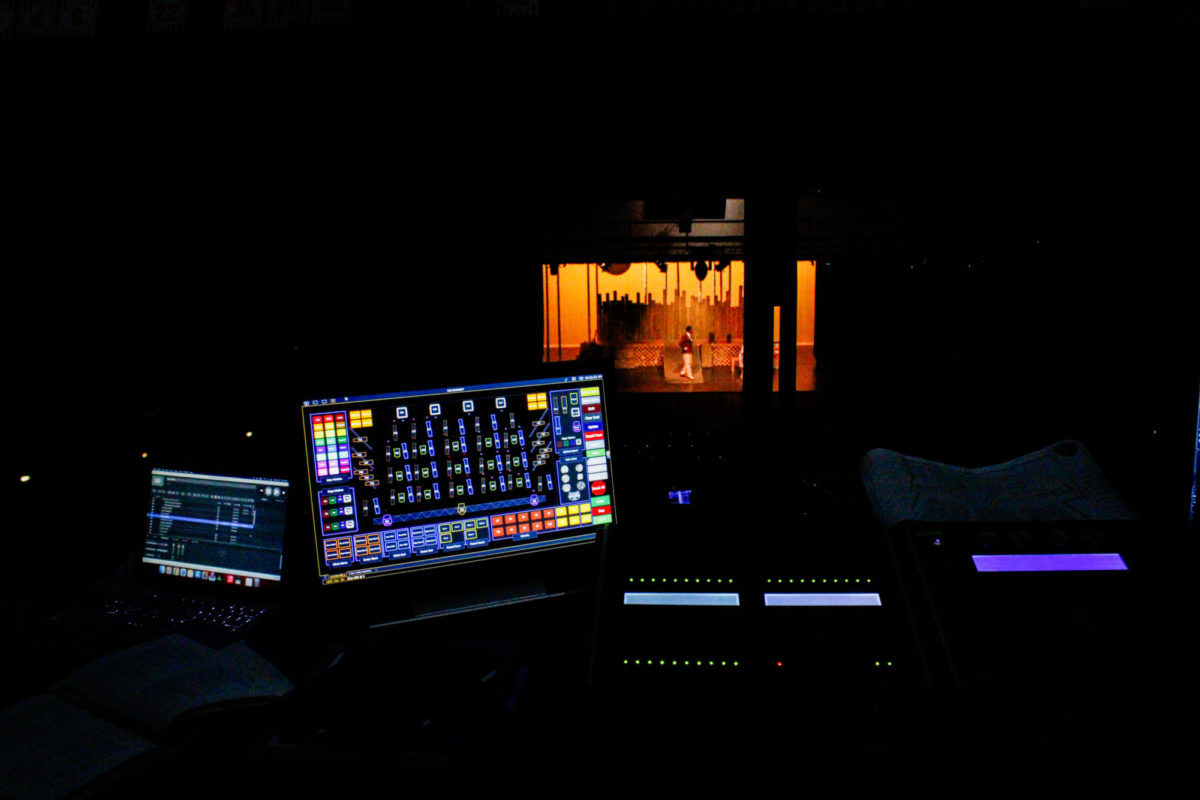 An image of the light crew's set up during "The Diviners" rehearsal. 