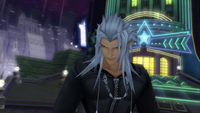 Xemnas faces down Sora.