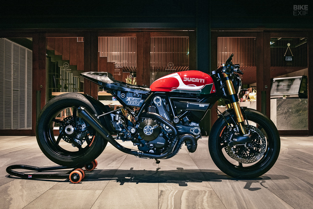 A Scrambler Ducati cafe'd by a pro moto designer