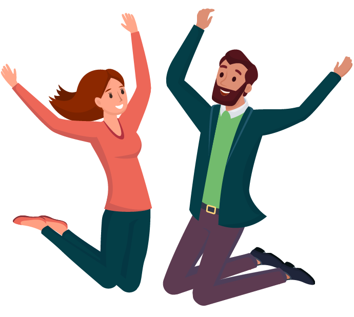 Illustration of two teachers jumping