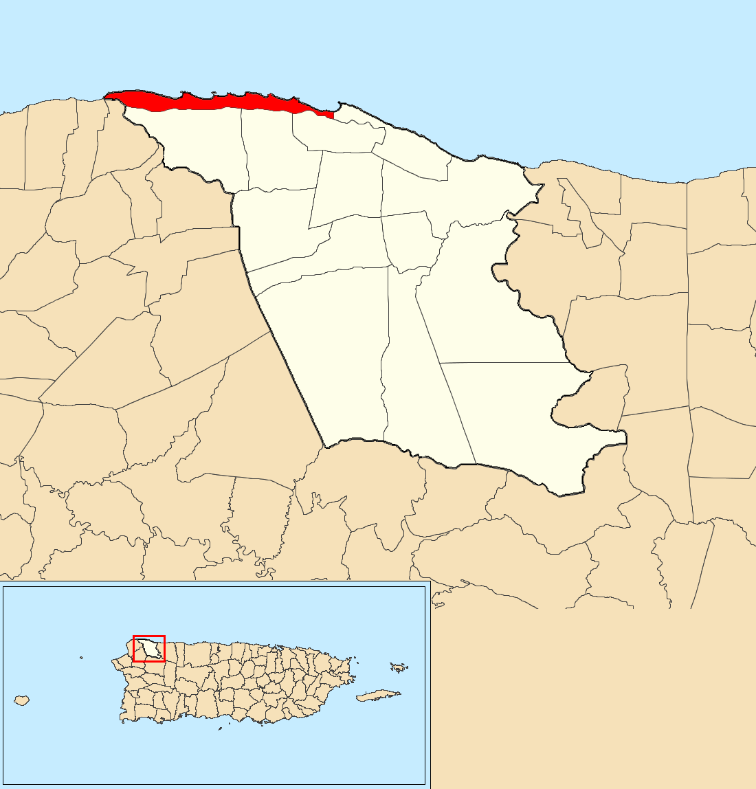 Image: Bajura, Isabela, Puerto Rico locator map