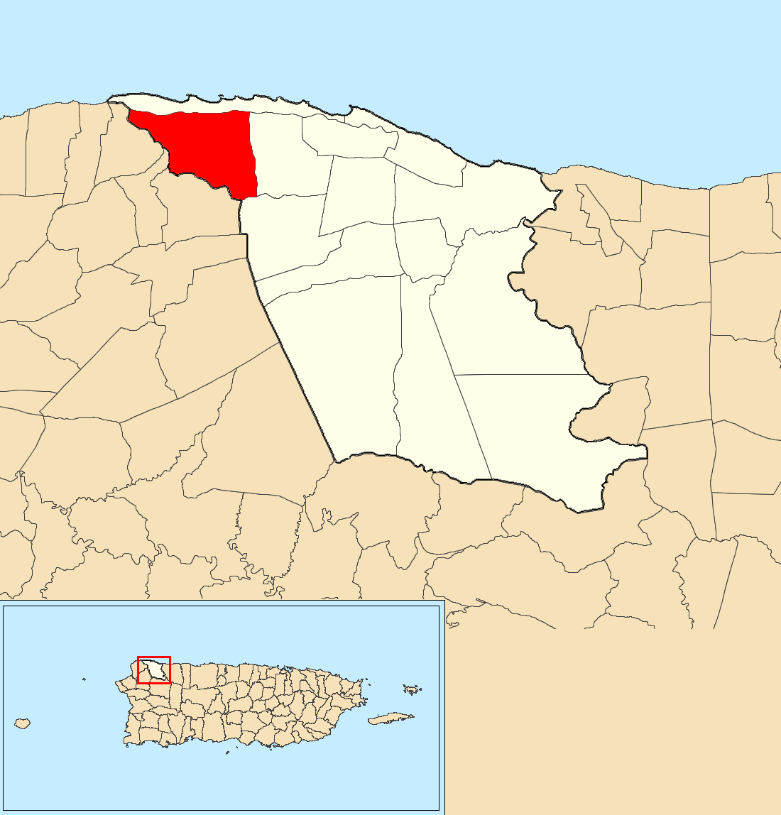 Image: Jobos, Isabela, Puerto Rico locator map