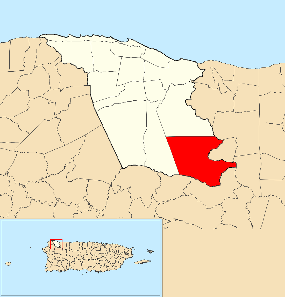 Image: Planas, Isabela, Puerto Rico locator map