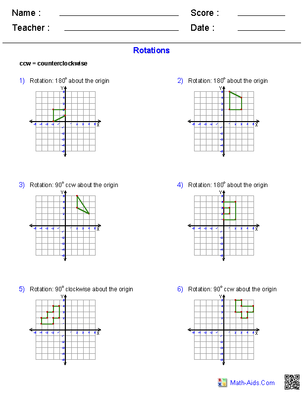 Geometry Transformations Worksheet